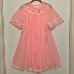 Jenelle of California Small/Med? Fly Away Robe Negligee Vintage Pink/Yellow RARE